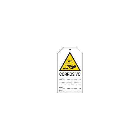Cartellino plastica pericolo corrosivo. . . EN ISO 7010
