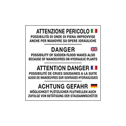 Cartello attenzione PERICOLO ONDE 4 lingue