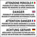 Cartello attenzione PERICOLO ONDE 4 lingue