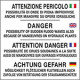 Cartello attenzione PERICOLO ONDE 4 lingue