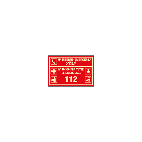 Cartello fotoluminescente N. telefoni emergenza