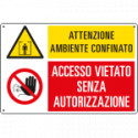 Cartello multisimbolo ambiente confinato vietato accesso. . .