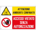 Etichetta multisimbolo "Spazio confinato. Vietati L'accessi"