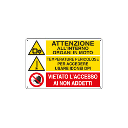 Cartello attenzione interno organi in moto