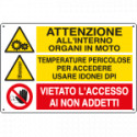 Cartello attenzione interno organi in moto