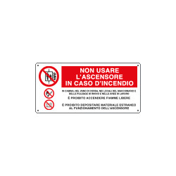 Cartello non usare l'ascensore in caso. . . 3simboli UNI ISO 7010