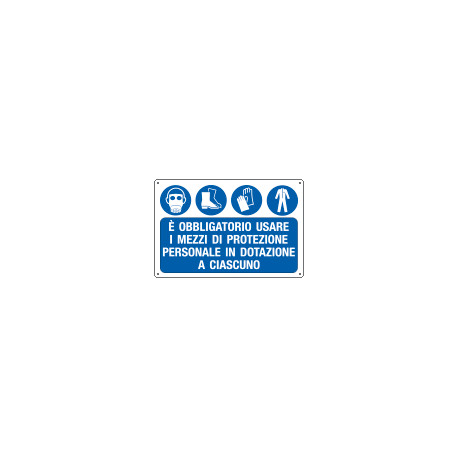 Cartello obbligo Usare maschere scarpe guanti EN ISO 7010