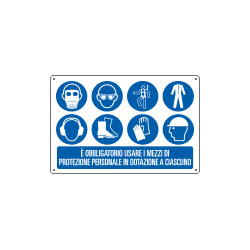 Cartello obbligo usare mezzi di protezione personale EN ISO 7010