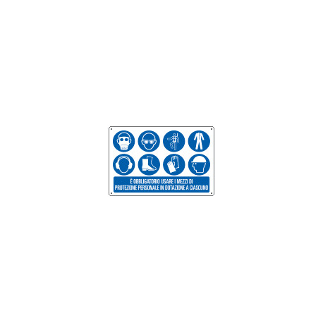 Cartello obbligo usare mezzi di protezione personale EN ISO 7010
