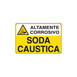 Cartello sostanze pericolose SODA CAUSTICA EN ISO 7010