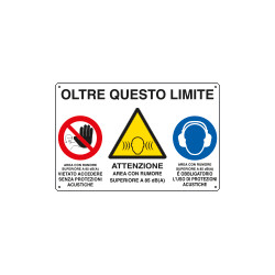 Cartello Oltre questo limite proteggersi da. . . . EN ISO 7010