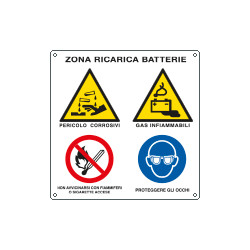 Cartello Zona di ricarica batterie EN ISO 7010