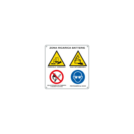 Cartello Zona di ricarica batterie EN ISO 7010