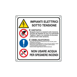 Cartello impianto elettrico sotto tensione
