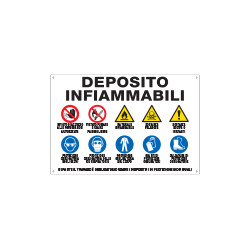 Cartello Multisimbolo " deposito infiammabili"