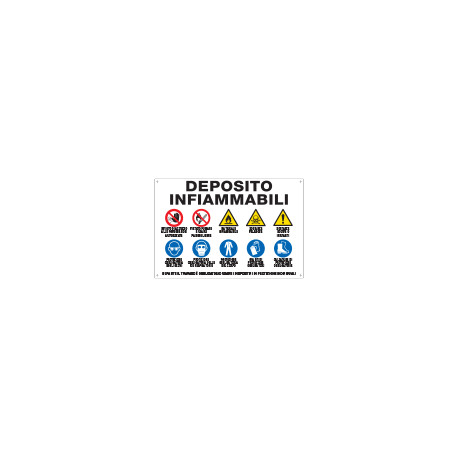 Cartello Multisimbolo " deposito infiammabili"