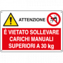 Cartello multisimbolo E' VIETATO SOLLEVARE CARICHI. . EN ISO 7010