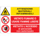 Cartello multisimbolo "attenzione materiale infiammabile "