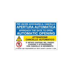 Cartello multisimbolo divieto/obbligo apertura automatica
