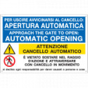 Cartello multisimbolo divieto/obbligo apertura automatica