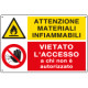 Cartello multisimbolo attenzione materiali infiammabili. . . EN ISO 7010