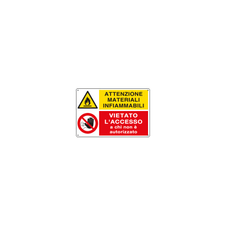 Cartello multisimbolo attenzione materiali infiammabili. . . EN ISO 7010