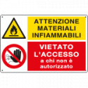 Cartello multisimbolo attenzione materiali infiammabili. . . EN ISO 7010