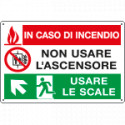 Cartello multisimbolo In caso di incendio salita sinistra EN ISO 7010