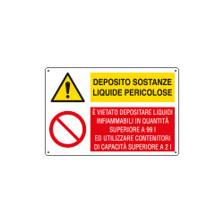 Cartello multisimbolo DEPOSITO SOSTANZE LIQUIDE PERICOL. . . EN ISO 7010