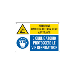 Cartello multisimbolo atmosfera potenzialmente asfissiante EN ISO 7010