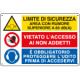 Cartello multisimbolo LIMITE DI SICUREZZA area con rumore EN ISO 7010