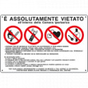 Cartello multisimbolo E'assolutamente vietato all'interno. . EN ISO 7010
