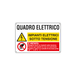 Cartello multisimbolo QUADRO ELETTRICO impianti elettrici. . EN ISO 7010