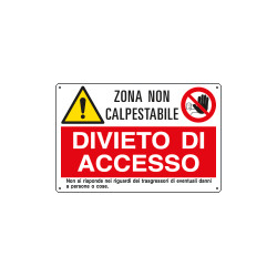 Cartello multisimbolo ZONA NON CALPESTABILE divieta di . . . EN ISO 7010