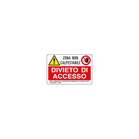 Cartello multisimbolo ZONA NON CALPESTABILE divieta di . . . EN ISO 7010