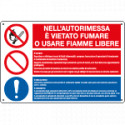 Cartello "Nell'autorimessa e' vietato fumare o usare fiamme libere