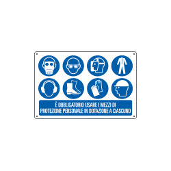 Cartello obbligo usare i mezzi di protezione personale EN ISO 7010