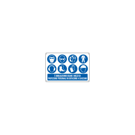 Cartello obbligo usare i mezzi di protezione personale EN ISO 7010