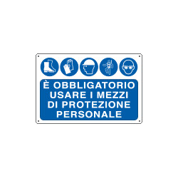 Cartello obbligo usare i mezzi di protezione personale EN ISO 7010