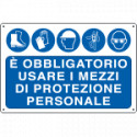 Cartello obbligo usare i mezzi di protezione personale EN ISO 7010