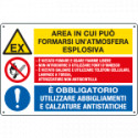 Cartello multisimbolo "area in cui puo' formarsi atmosfera esplosiva"