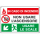 Cartello multisimbolo NON USARE ASCENSORE discesa sinistra EN ISO 7010
