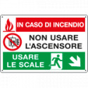 Cartello multisimbolo NON USARE ASCENSORE discesa destra EN ISO 7010