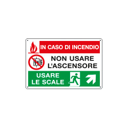 Cartello multisimbolo NON USARE ASCENSORE salita destra EN ISO 7010