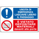 Etichetta uscita emergenza lasciare libero. . . EN ISO 7010