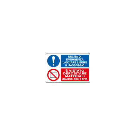 Etichetta uscita emergenza lasciare libero. . . EN ISO 7010