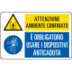 Cartello multisimbolo ambiente confinato usare anticaduta EN ISO 7010