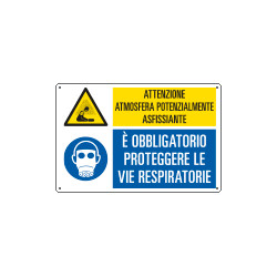 Cartello multisimbolo atmosfera potenzialmente asfissiante EN ISO 7010