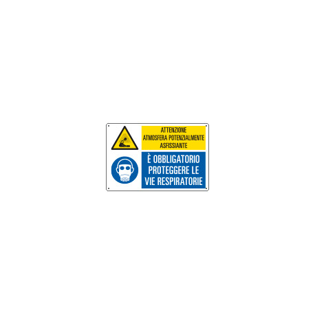 Cartello multisimbolo atmosfera potenzialmente asfissiante EN ISO 7010