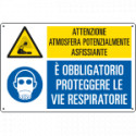 Cartello multisimbolo atmosfera potenzialmente asfissiante EN ISO 7010